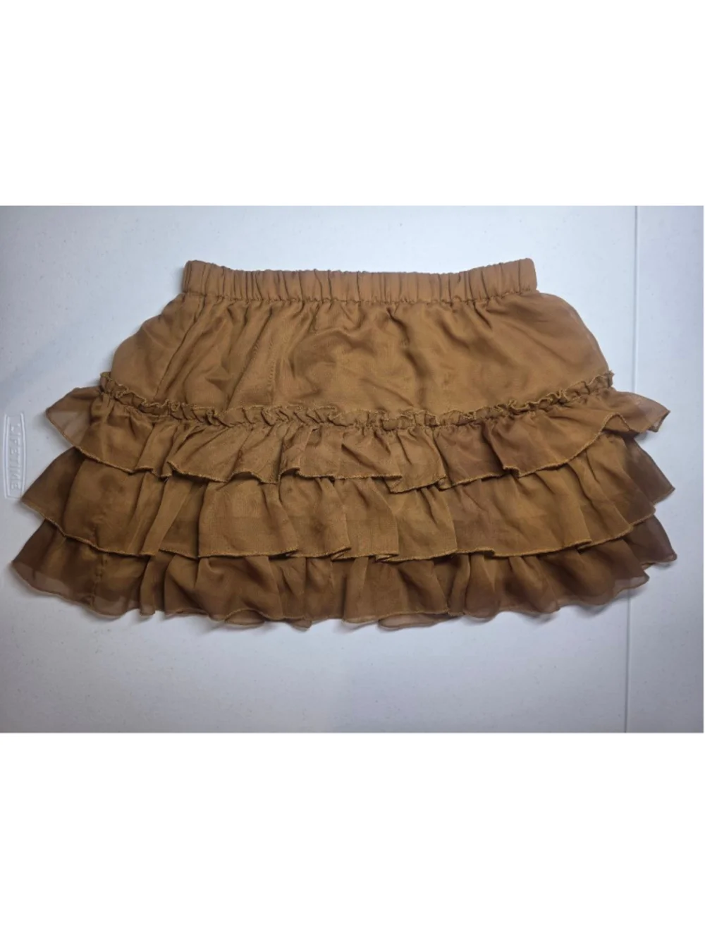 Women's Cecico Brown Layered Ruffle Mini Skirt S - Picture 3 of 8